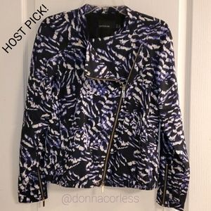 Karen Millen Moto Jacket in Purple Black 6 NWOT